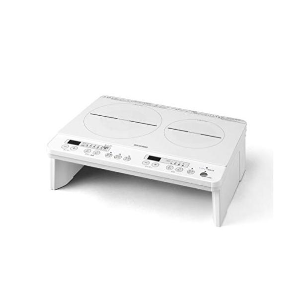 アイリスオーヤマ 2口 IHコンロ IHクッキングヒーター 1400W 100V 脚付き ホワイト IHKW12SW