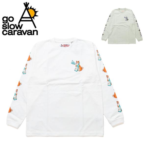 go slow caravan ゴースローキャラバン 超ヘビーUSA/C 柴犬と晩酌 ロングスリーブTEE 351907 【 トップス 長袖 Tシャツ ロンT アウトドア 】
