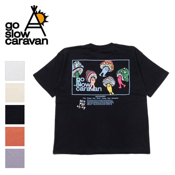 go slow caravan ゴースローキャラバン USA/C スクエアLOGOバックプリントゆったりTEE 361915 【 トップス Tシャツ 半袖 コットン 綿 】【メール便・代引不可】