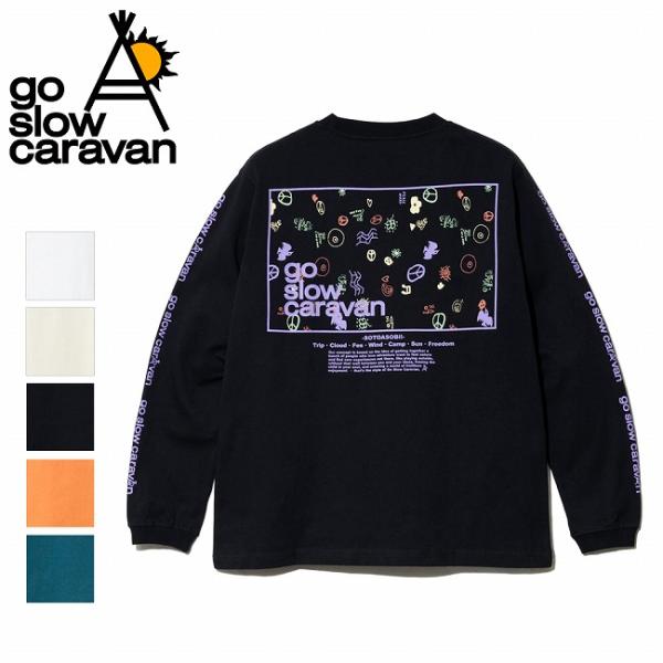 go slow caravan ゴースローキャラバン USA/C スクエアLOGOバックプリントロングスリーブTEE 3021901【 Tシャツ コットン 長袖 ロンT 】【メール便・代引不可】