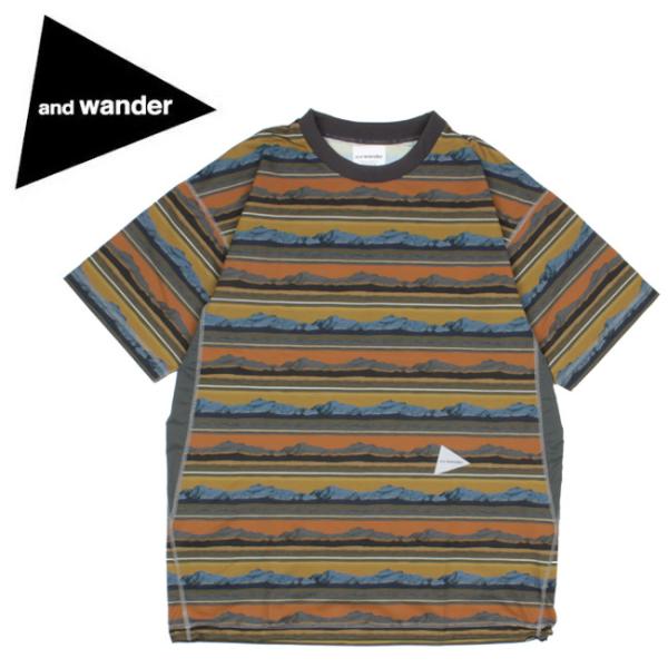 and wander �A���h�����_�[ print short sleeve T �v�����g�V���[�g�X���[�u�e�B�[ 574-1153073 �y����/�g�b�v�X/T�V���c�z