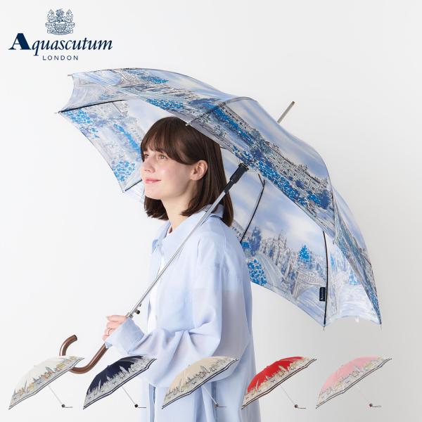 Aquascutum（アクアスキュータム） 長傘 雨傘 レディース 耐風 ボタン