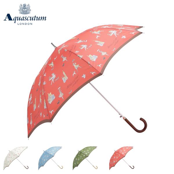 アクアスキュータム AQUASCUTUM 長傘 雨傘 ガールプリント レディース 60cm 軽量 日本製 ライトベージュ ブルー グリーン コーラル 1AQ 11095