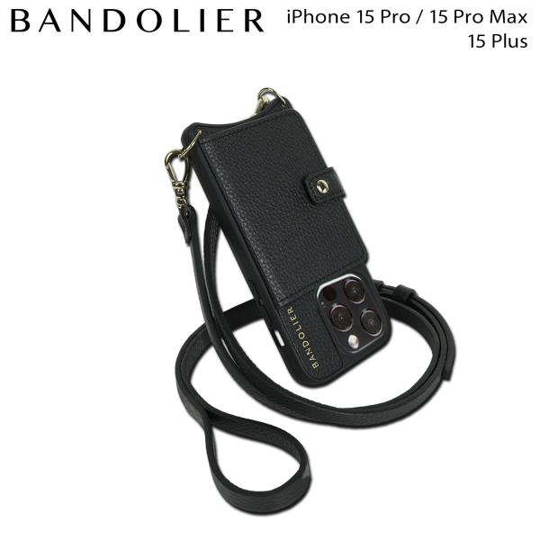 BANDOLIER iPhone 15ケース ブラック&未使用のストラップ付き BANDOLIER（バンドリヤー） スマホショルダー スマホケース iPhone15