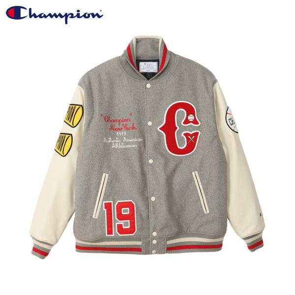 チャンピオン Champion ジャケット スタジャン スタジアムジャケット アウター メンズ VARCITY JACKET グレー キャメル C3-A610