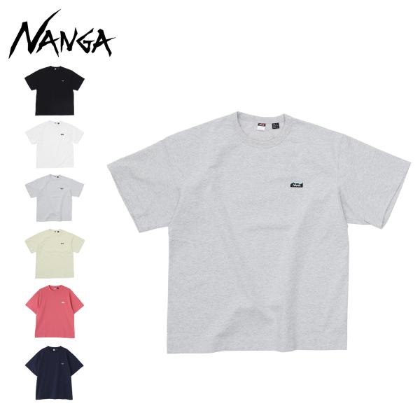 NANGA ナンガ Tシャツ 半袖 エコハイブリッド ボックスロゴ エンブロイダリー ティー メンズ ブラック ホワイト ライト グレー イエロー 黒 白 1G804-A