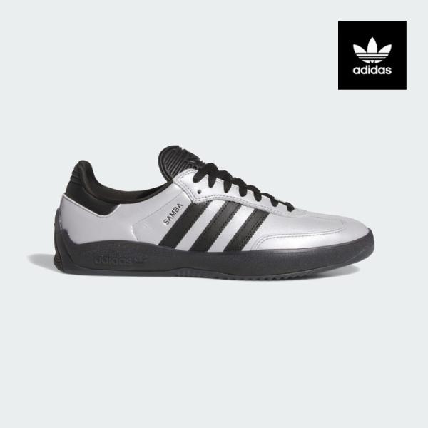 アディダス スニーカー サンバ メンズ レディース ADIDAS SKATEBOARDING PUIG SAMBA HQ4747 レザー シルバー 黒 スケシュー スケートシューズ