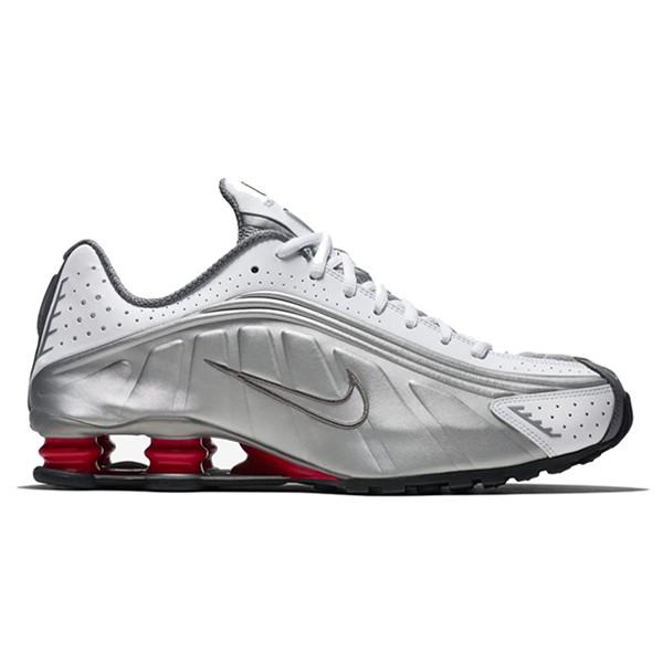 nike shox r4 white silver