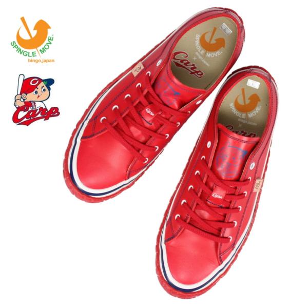 交換返品送料無料 スピングルムーブ スピングルムーヴ スニーカー SPM-1025 ホワイト/レッド 69 広島東洋カープコラボモデル SPINGLE（スピングル） 交換返品送料無料 スピングルムーブ スピングル