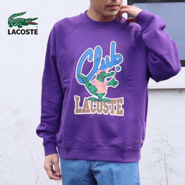 交換送料片道無料 ラコステ LACOSTE ウェア バーシティグラフィックプリントクルーネックスウェット SH1536-99 SNI（パープル） sneaker-soko_10062274