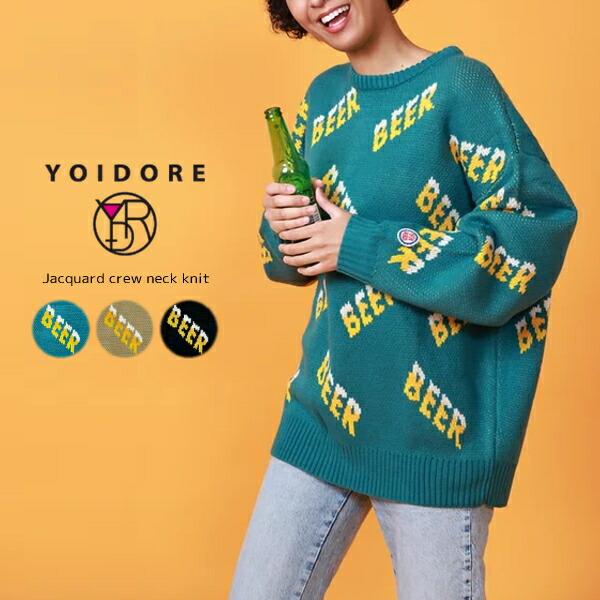 ヨイドレ YOIDORE BEER 総柄ジャガード クルーネックニット ヨイドレ YOIDORE BEER 総柄ジャガード クルーネックニット