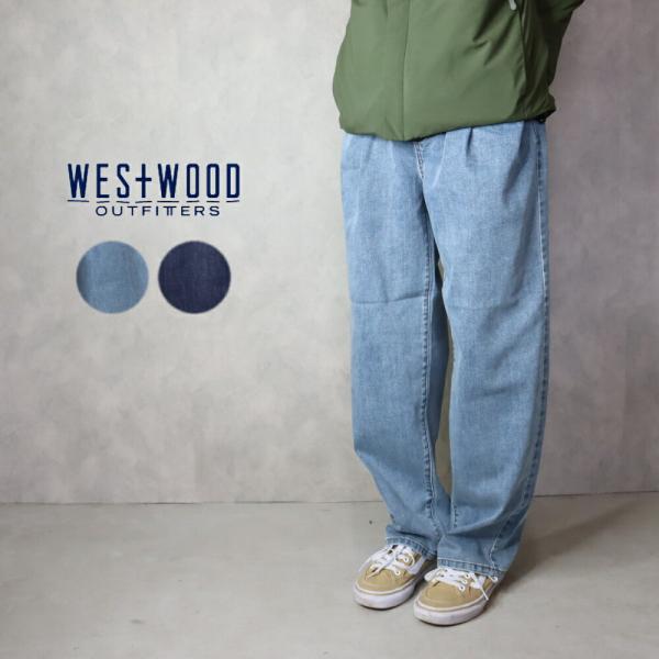 ウエストフット アウトフィッターズ WEST+WOOD OUTFITTERS WWO 涼ふわデニムのタックパンツ 8114044 001(ワンウォッシュ) 501(ブルー) ウエストフット アウトフィッターズ WEST+WOOD OUTFITTERS WWO 涼ふわ