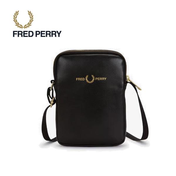 フレッドペリー FRED PERRY スムース レザー スモール サイドバッグ Smooth Leather Small Side Bag L2802 102(ブラック)