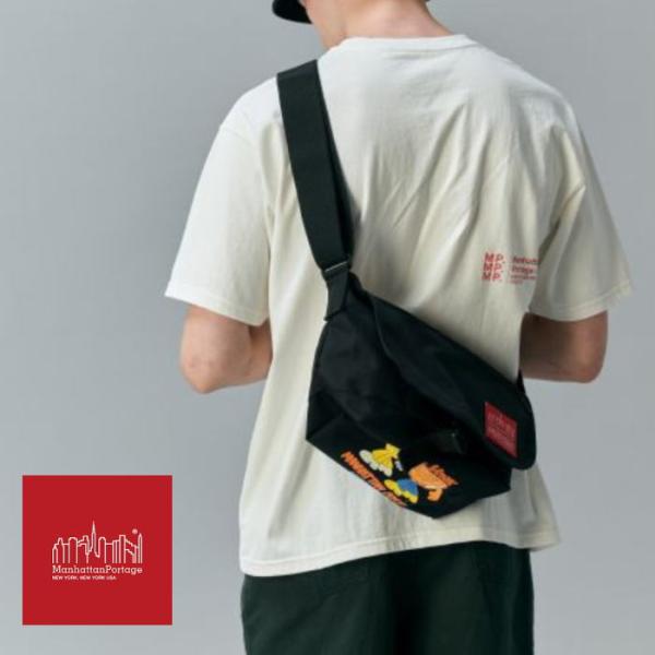 マンハッタンポーテージ ナイロン メッセンジャーバッグ JR フラップ ジッパー ポケット ローレン マーティン ブラック 1605-JR-FZP-LAUREN BLK マンハッタンポーテー ナイロン メッセンジャーバッグ JR フラップ