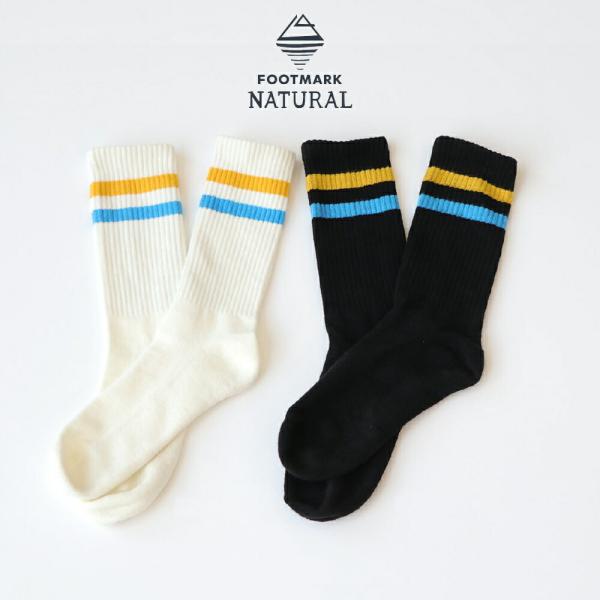 フットマークナチュラル FOOTMARK NATURAL ラインソックス 3100479 01(シロ) 09(ブラック)