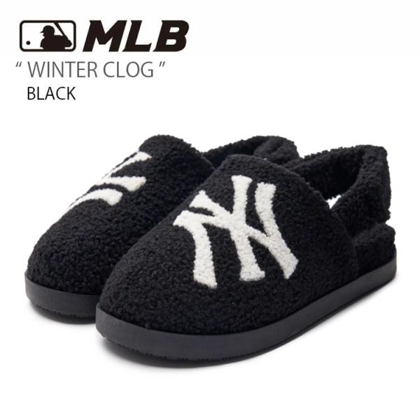 MLB エムエルビー サンダル MLB WINTER CLOG BLACK ウィンター クロッグ フリースサンダル ブラック メンズ レディース 3ASDWCL36-50BKS MLB エムエルビー サンダル MLB WINTER CLOG BLACK ウィンター