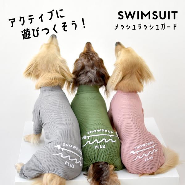 【SALE商品の為返品交換不可】ロゴメッシュカバーオール　水着 ラッシュガード snowdrop メッシュ アクティブロンパース犬 夏服 犬服 ゆうパケット対応