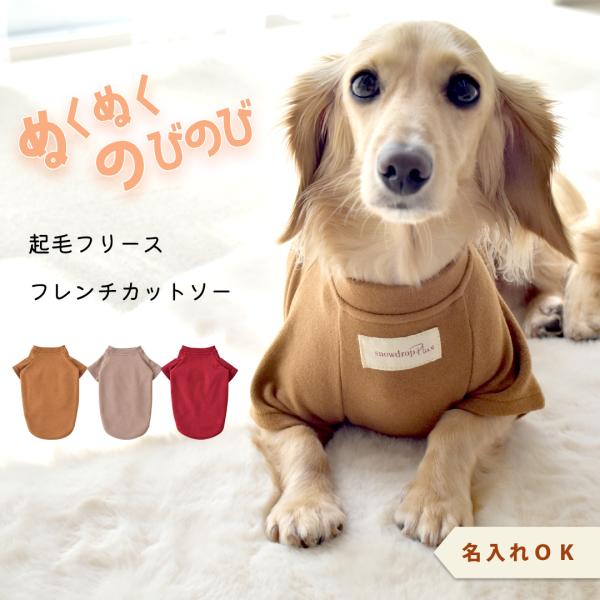 (10月20日12時迄早割10％OFF)起毛フレンチ袖 名前入り プリント  ダックスサイズ 犬服 snowdrop あったか ストレッチ ゆうパケット対応