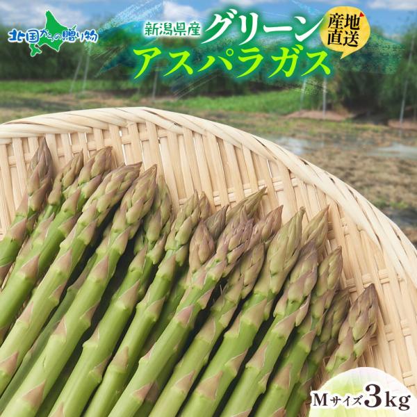 [Release date: May 22, 2026]▼新潟県から産地直送！甘みがあり、シャキシャキとした食感が楽しめるグリーンアスパラガス！■商品内容：新潟県産 グリーンアスパラガス Mサイズ (3kg)【5月中旬~9月下旬出荷予定】※...