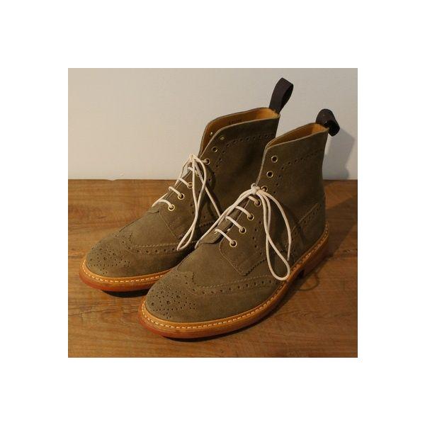 【美品】トリッカーズ スエードブーツ ベージュ　本革 レザー　ウイングチップ Tricker's トリッカーズ ウイングチップブーツ（ベージュ
