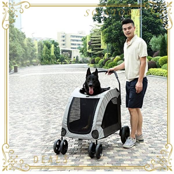 Newox ペットカート ドッグカート キャリー サービス ペットバギー 折りたたみ式 大型犬 レッド 多頭中小型犬 猫