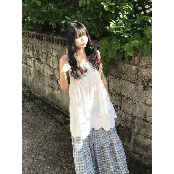 レースノースリーブ　韓国　ファッション　ホワイト