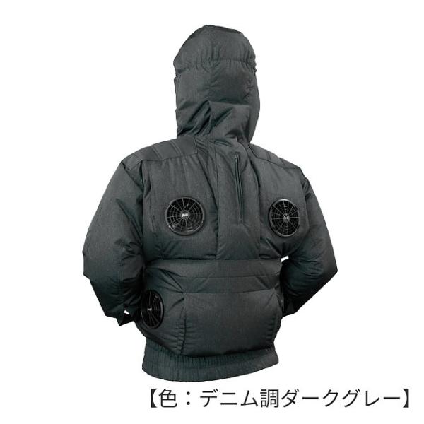 4ファン エイコー EIKO 鉄筋屋さんの空調服 EK2474 デニム調ダークグレー サイズLL 服のみ  剛肩フルハーネス ハイバック ル 長袖 作業着 熱中症予防 猛暑対策