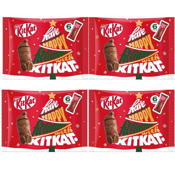 【キットカット ホリデイサンタの原材料】砂糖(外国製造、国内製造)、カカオマス、全粉乳、植物油脂、小麦粉、乳糖、ココアバター、ココアパウダー、イースト／乳化剤(大豆由来)、香料、重曹、イーストフード【栄養成分】1個(標準11.6g)当たり熱...