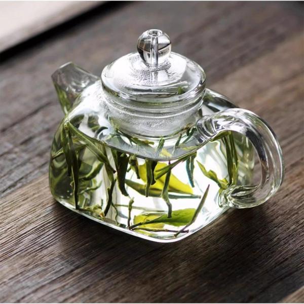 ガラス製 ティーポット 茶壺 （耐熱、角型）
