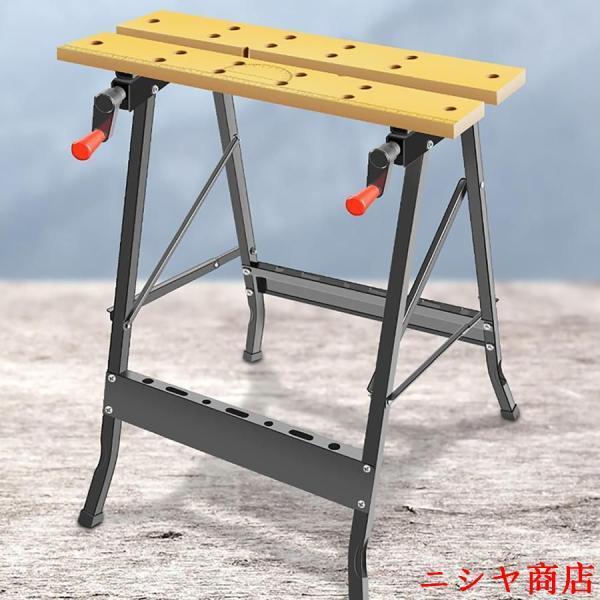 ソーホース 作業台 2台セット 折りたたみ 大工作業台 鋸テーブル 木材 切断 工作台 簡易 作業馬 作業机 裁断 現場 脚立 踏み台 56x30x76cm