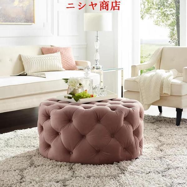 豪華で快適なフラシ天 フットレスト スツール 小さな コーヒー テーブル ラウンド タフト ベルベット オットマン ベッド ベンチの端 リビング ルーム ホスティン