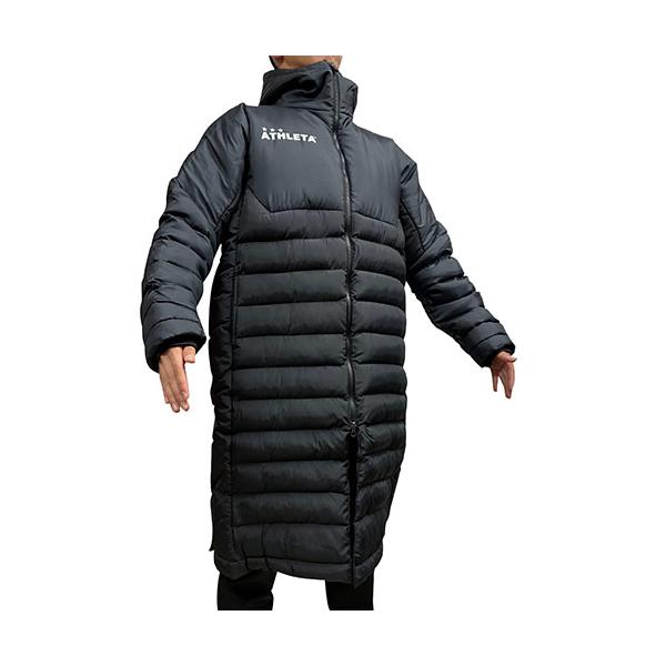 ATHLETA（アスレタ） ベンチコート ブラック ロングコート 中綿