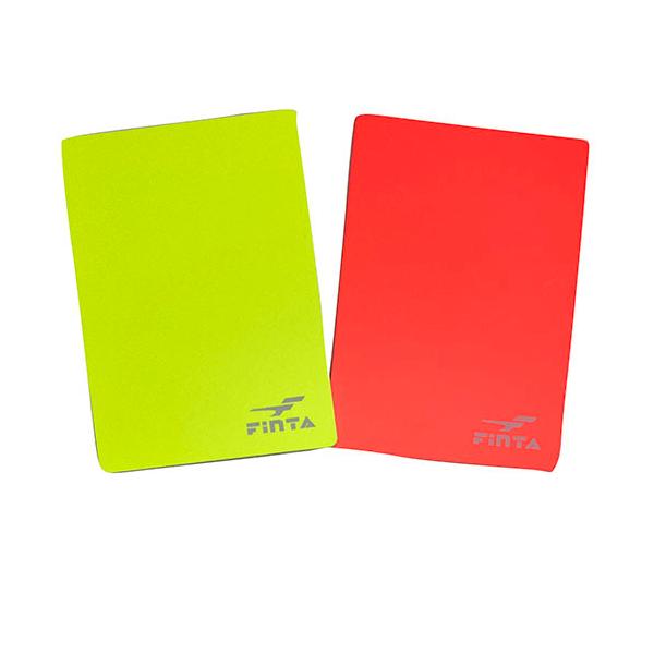 フィンタ、警告・退場カード。※カードを直接重ねて長時間保管しますと色移りの可能性がありますので直接触れ合わないようにご注意ください。 弊社別売りのレフェリーカードケースの使用をお勧めします。■カラー：イエロー×レッド■素材：合成樹脂