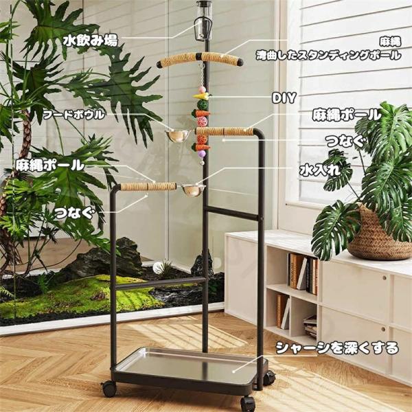 止まり台中型?大型オウム用バードスタンド 大型バードトレーニングスタンド 65×43×150cm ステンレス製トレイ、取り外し可能なユニバー
