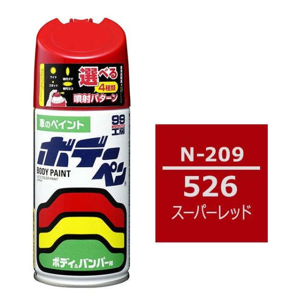 他サイト： ソフト99 ボデーペン（スプレー塗料） N-209 【ニッサン・526・スーパーレッド】の商品画像