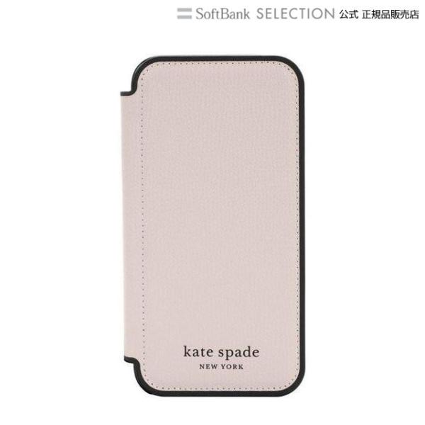 kate spade ケイトスペード スマホケース 手帳型 iPhone13 ピンク 2021 KSNY Folio Case Pale Vellum  Black Border