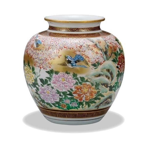 九谷焼　日展作家花瓶 鳥の絵柄逸品　桐箱付 九谷焼 日展作家花瓶 鳥の絵柄逸品 桐箱付 九谷焼 日展作家