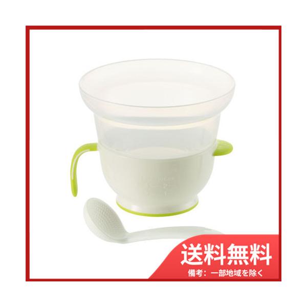 電子レンジで簡単おかゆ調理！炊いたごはん・お米からおかゆが作れます。●電子レンジでおかゆ調理：炊いたごはん、お米から1食分のおかゆ(10倍・7倍・5倍)、軟飯が作れます。●すりつぶし：カップの内側とスプーンにエンボス加工があり、すりつぶしや...