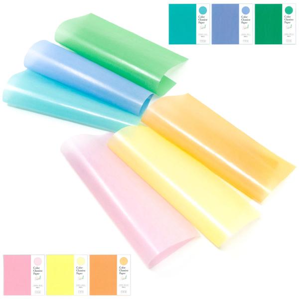 やさしいパステルカラーのグラシン紙。24色グラシン紙と合わせて、こちらも様々なペーパークラフトにお使いください。2022年3月発売：ピンク、ブルー、ミント、イエロー、オレンジ、グリーン、6色アソート※こちらは単品販売です。6色アソートもあり...