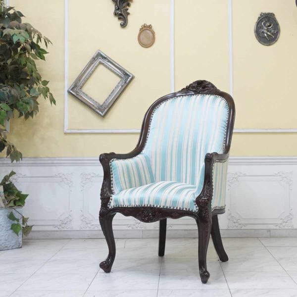 アームチェア 1人掛け おしゃれ シングル ソファー ロココ調家具