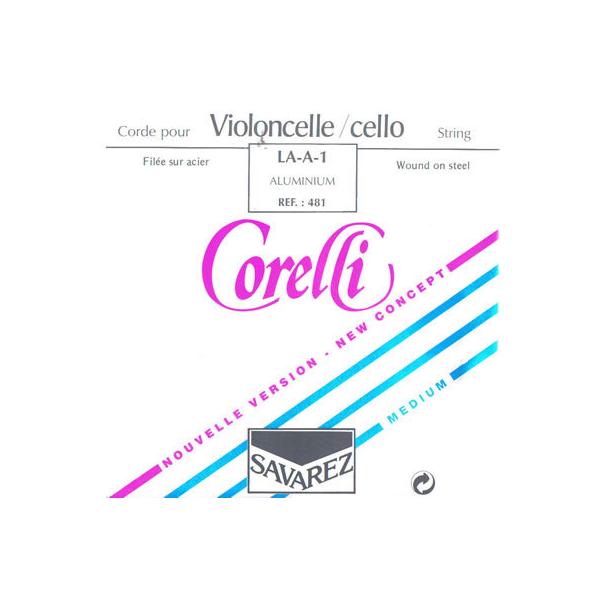 チェロ弦 サバレス コレルリ セット SAVAREZ Corelli Cello 480M setA線481　スチール・合金/アルミ巻D線482　スチール・ダブル合金巻G線483　スチール・タングステン/合金巻C線484　スチールロープ・タ...