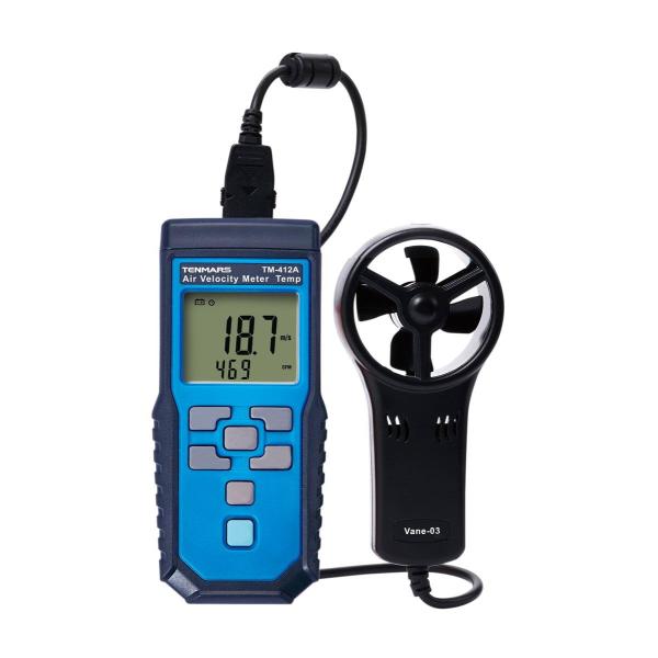 ●風速・風量・温度の測定が行えるハンドヘルドタイプの風速計です。●バックライト付の見やすい液晶には最大・最小・平均値を表示できます。99件までデータのメモリも可能です。商品詳細大きさ：65×38×140mm　296g（電池含まず）測定範囲：...