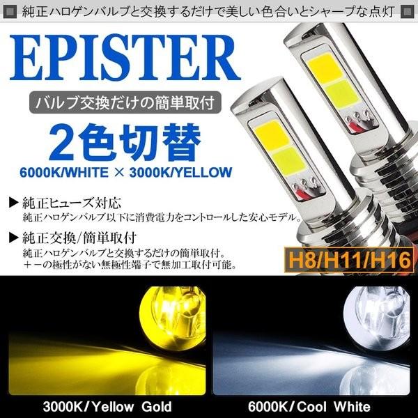 20系 後期 アルファード LED フォグランプ H11 18W EPISTER サイド発光 リフレクター拡散 2色切替式 ホワイト/6000K イエロー/3000K