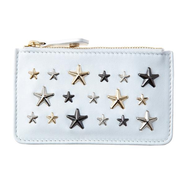 極美品 ジミーチュウ スタッズ キーケース ホワイト レザー 白 箱付き JIMMY CHOO（ジミーチュウ） コインケース NANCY LTR WHITE/METALLIC