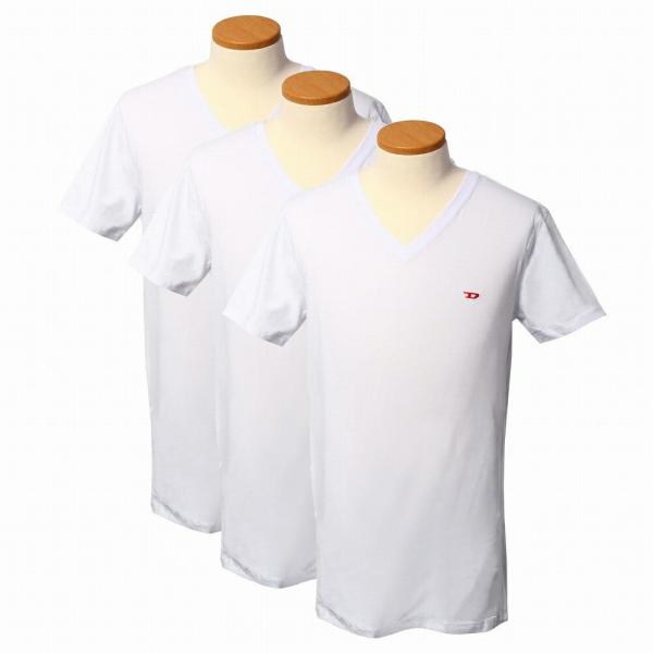 ディーゼル アンダーウエア 3枚組 00SHGU 0WAVC 100 Vネック 半袖 下着 Tシャツ メンズ ホワイト DIESEL ポイント利用 爆買