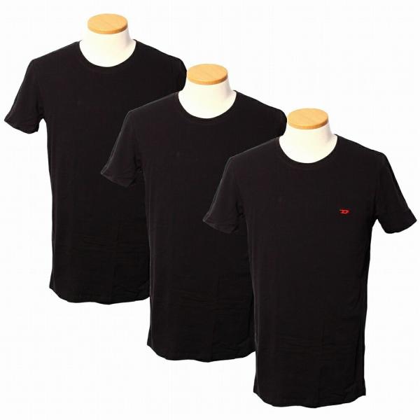 ディーゼル アンダーウエア 3枚組 00SJ5L 0WAVC 900 クルーネック 半袖 下着 Tシャツ メンズ ブラック DIESEL ポイント利用 爆買