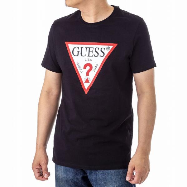 GUESS T�V���c �u�����h ORIGINAL LOGO TEE M0GI71 I3Z00 JBLK �N���[�l�b�N �g���C�A���O�����S ���� �����Y �u���b�N �Q�X �|�C���g���p ����