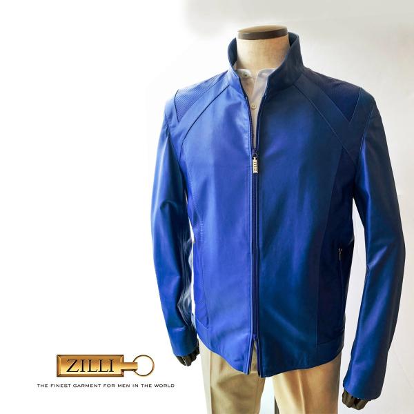 ブルゾン メンズ カジュアル ブランド Zilli ジリー レザー シルク 高級 本革 ラムスキン ブルー Buyee Buyee 日本の通販商品 オークションの代理入札 代理購入