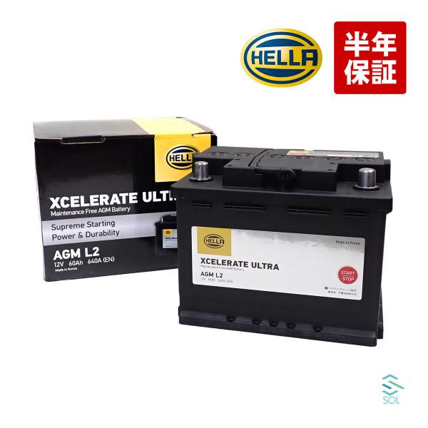 HELLA ルノー ルーテシア RS RM5M AGMバッテリー 車検 欧州車 AGM-L2 LN2AGM 244102324R 7711574556 18時ま