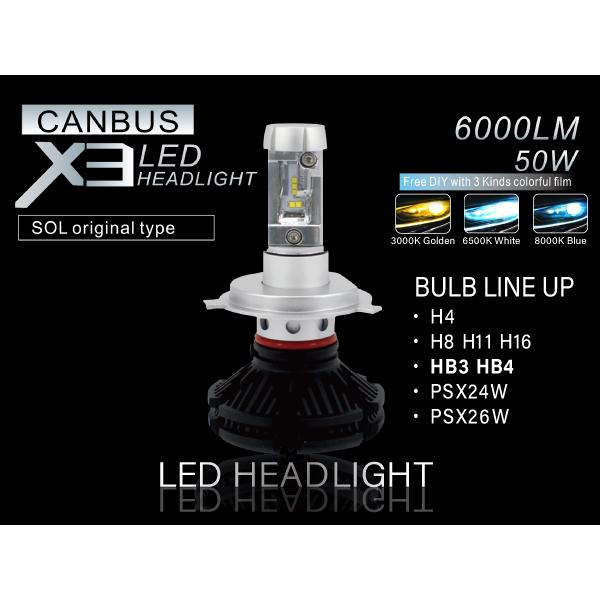 三菱 エアトレック ランサーエボリューション フォグランプ SOLオリジナル X3 LEDバルブ HB4 3000 6500 8000K キャンセラー付 出荷締